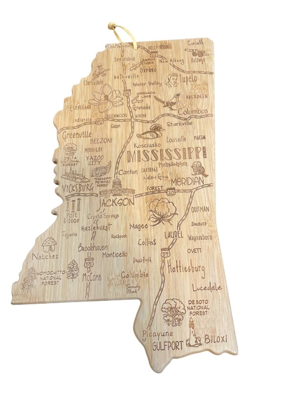 Bamboo Mississippi Cutting Board- Great Shape!